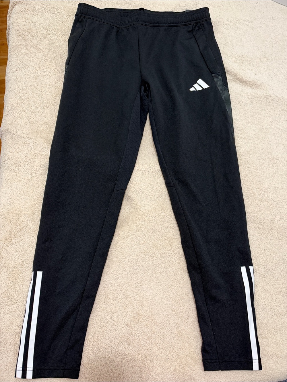 adidas Black Joggers with White Stripe Accents